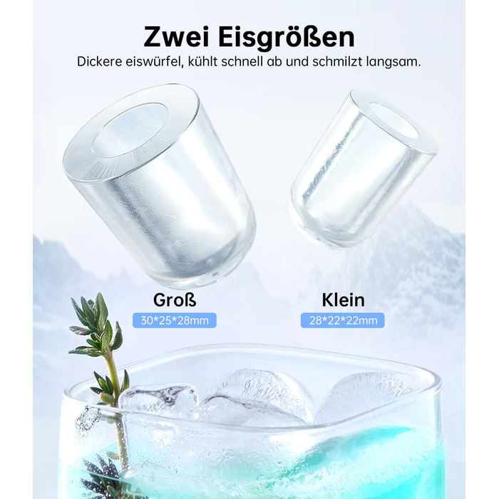 Машина для приготування льоду WIE 1.3L, 9 кубиків за 6 хвилин, тиха, самоочисна, для кухні, офісу, бару, вечірки (срібляста)