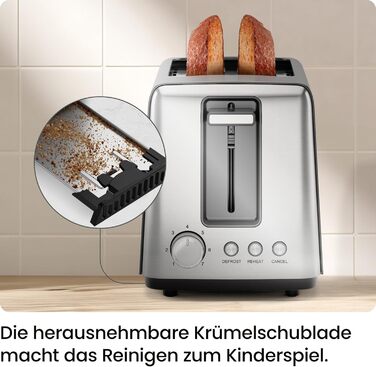 Тостер Chefman з 2-ма слотами, 7 ступенів підсмажування, знімний піддон для крихт, для товстого хліба та багелів, розморожування, зупинка, функція грилю – чорний