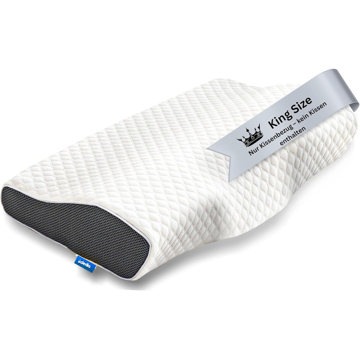 Ортопедична подушка для шиї та голови Derila з Memory Foam, оригінальна. Ергономічна підтримка шиї для тих, хто спить на боці, на спині та на животі (1 шт., King Size, 34x60 см)