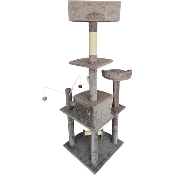 Кігтеточка для котів ESTEXO, 163 см, сірий колір. Ігровий комплекс, кріпиться до стіни, для котів