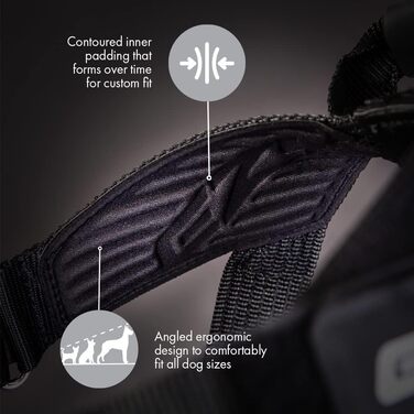 Шлейка для собак EzyDog Express - для маленьких, середніх та великих собак, світловідбиваюча, регульована, з м'якою підкладкою. Ідеально підходить для бігу та їзди на велосипеді (XS, Чорний). XS (42-53 см), Чорний