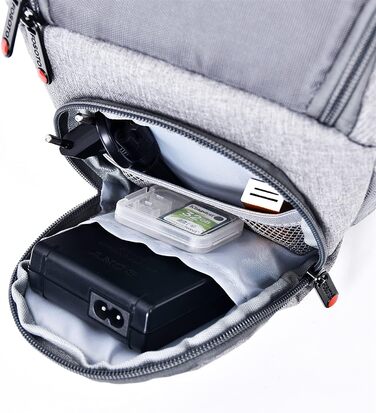 Сумка для камери FOSOTO DSLR/SLR з водонепроникним чохлом. Сумісна з Canon, Sony, Nikon, Fuji. Для об'єктивів та спалахів. Сіра.