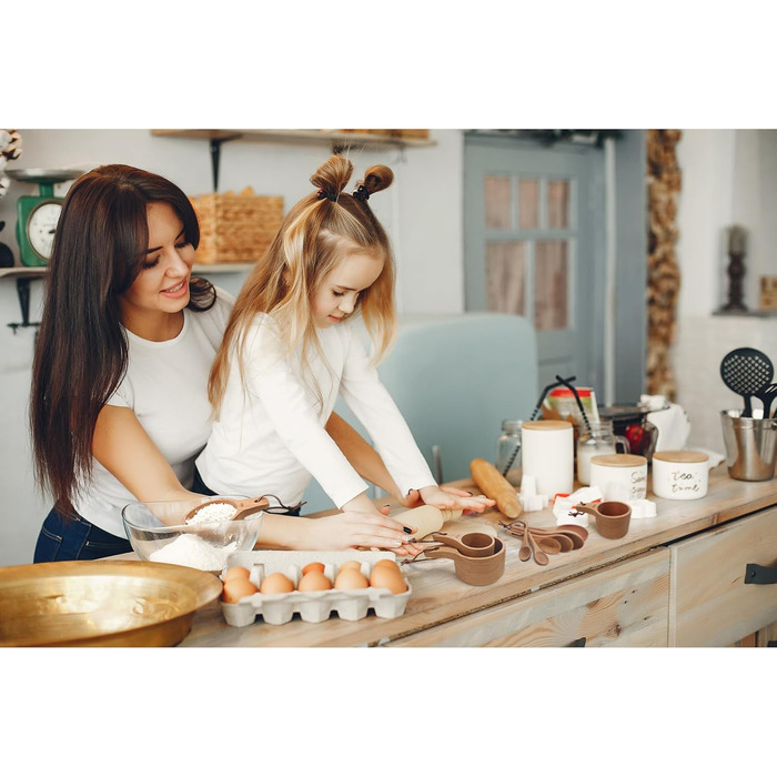 Набір мірних ложок та чашок з дерева, 10 шт. для випічки та приготування їжі, бук, ручна робота