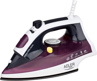 Праска Adler Mesko з металевою підошвою, 2200 Вт, функція парового удару