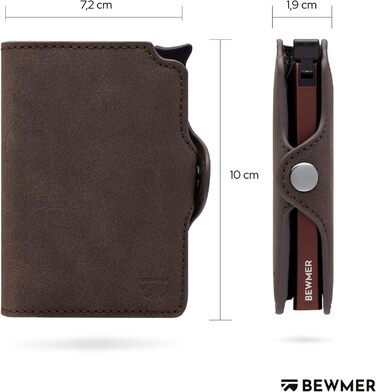 BEWMER Елегантне шкіряне картхолдер/портмоне з RFID-захистом | Для жінок та чоловіків | Колір: коричневий