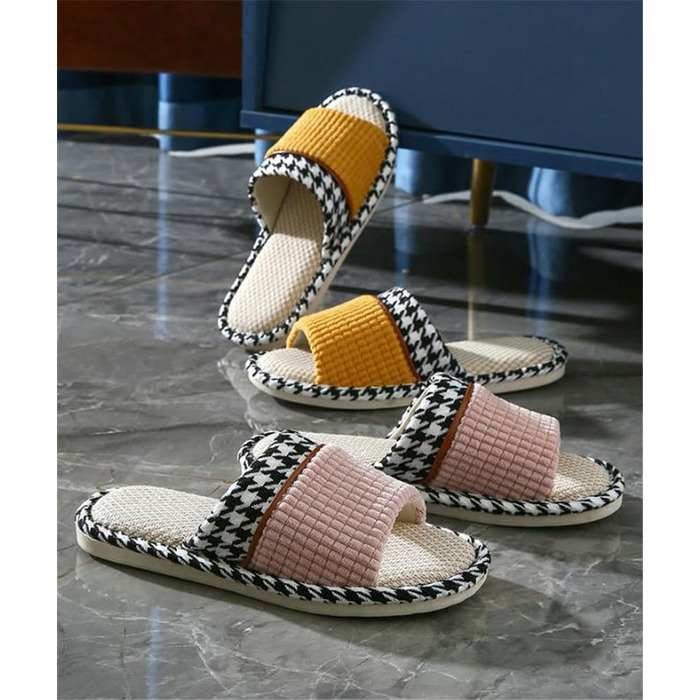 Зимові тапочки для гостей з льону, миючі, з антиковзким покриттям, жіночі/унісекс, відкриті, рожеві (38/39 EU)