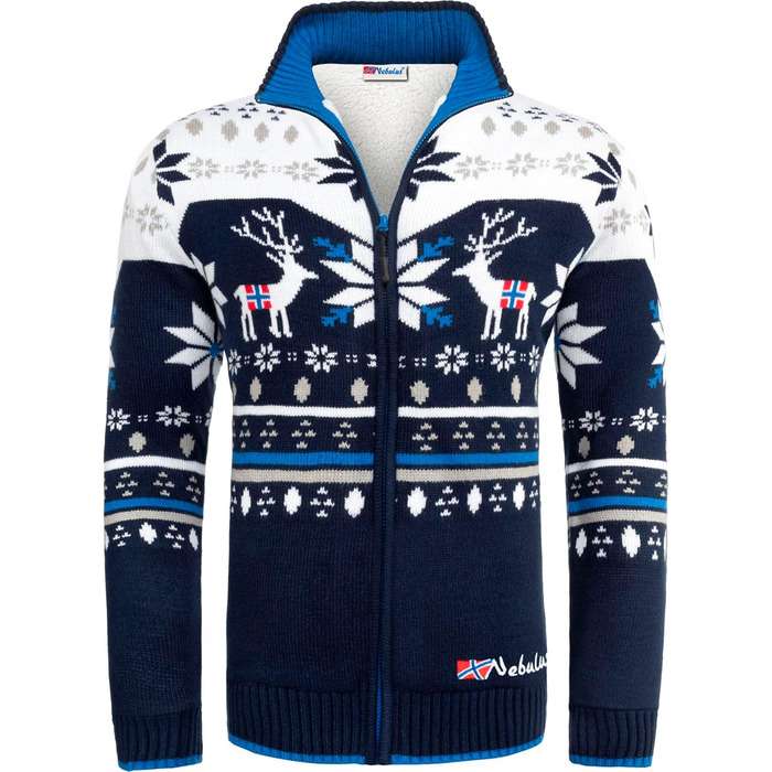 Чоловіча в'язана куртка Nebulus SVERRE, тепла та практична, колір Navy-offwhite