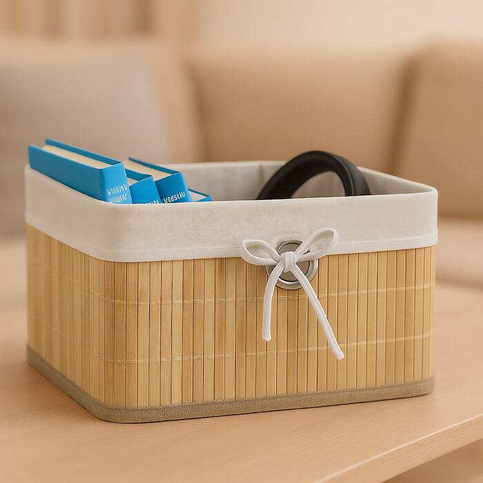 Relaxdays Bamboo Storage Basket Set