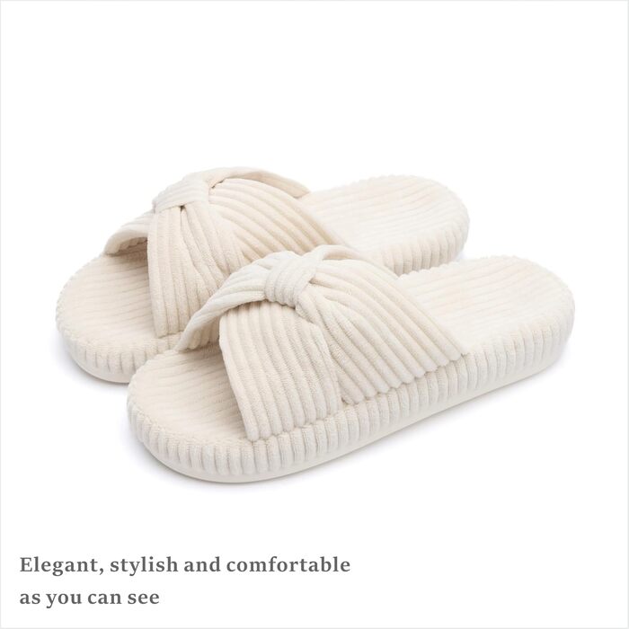 Жіночі халапи Чантомoo з піною Memory Foam, зручні та трендові, для дому та сну, з бантиком та перехресними ремінцями, колір бежевий, розмір 38/39 EU