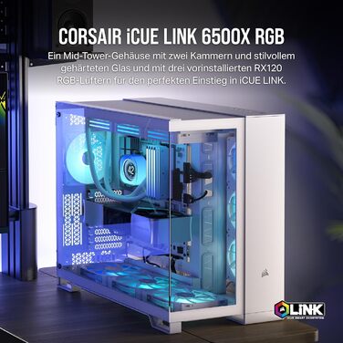 Корпус ПК CORSAIR 6500X RGB Mid-Tower ATX з двокамерним дизайном, великою гнучкістю охолодження та підтримкою материнських плат з перевернутим з'єднанням