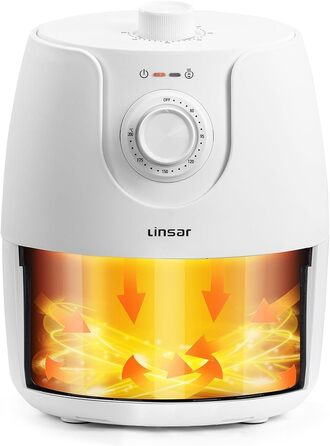 Фритюрниця без олії Mini 1.8L з таймером та функцією підігріву | Airfryer 1200W | Економія енергії та швидкість | Біла