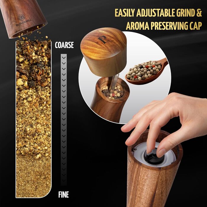 Salt and pepper mill made of wood, including coaster, in a luxurious gift box – ideal as a wedding gift | Wedding gifts | Wedding gifts for the bridal couple