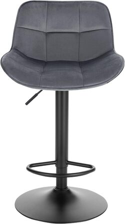 EUGAD Adjustable Bar Stools 2-Pack - 360° Swivel, Backrest, Footrest, Velvet Upholstery, Metal Frame - Dark Grey