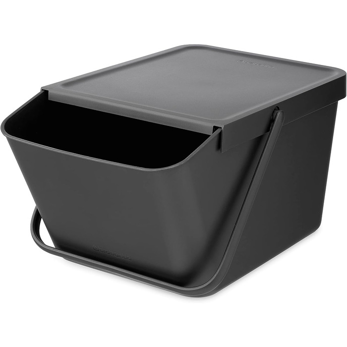 Сміттєвий кошик Brabantia Sort & Go з кришкою, 20 л, сірий — компактний контейнер для сортування відходів та тари