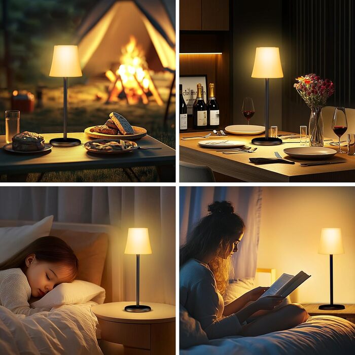 Бездротова LED лампа Suright для столу: регульоване світло, 3 кольори + RGB, сенсорне управління, IP54, для дому та відпочинку