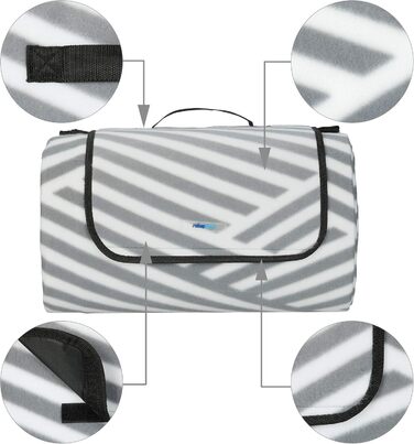 Пікнік килимок Relaxdays XXL 200x300 см, фліс, водонепроникний, теплоізоляційний, з ручкою, сірий/білий – пляжний та туристичний килимок