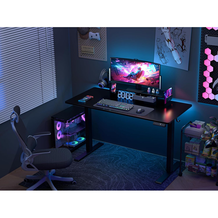 Electric Standing Desk with Drawers | Adjustable Height Desk with Monitor Stand & Phone Holder for Home Office & Office | 120x60cm Black