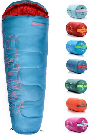 Дитячий спальний мішок Meteor Premium Summer Ultraleicht для кемпінгу та відпочинку на природі. Легкий, зручний, для дітей та підлітків. Кольори: темно-зелений, зелений, синій, помаранчевий.