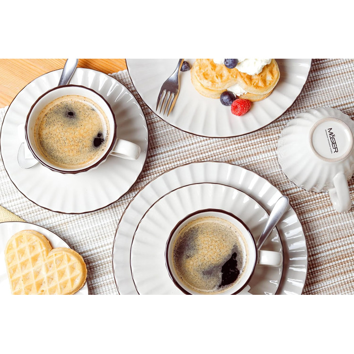 MÄSER Osita: Ретро кавовий сервіс на 6 осіб (18 предметів), кремовий білий, кераміка