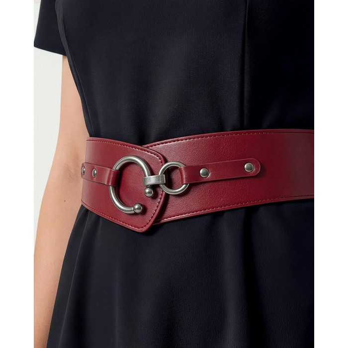 Пояс жіночий BlackButterfly Vintage з регульованою пряжкою, еластичний, червоний, розмір XL