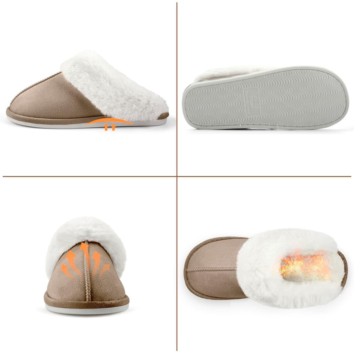 Тапочки домішки жіночі чоловічі зимові теплі зручні з плюшем, м'які, пухнасті, неслизькі, для дому та вулиці (38/39 EU, Хакі)