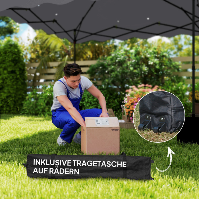 Outsunny Gazebo approx. 3x3m, water-resistant, stable, winter-proof, pop-up folding gazebo with UV protection 50+, foldable party tent, garden tent with carrying bag, garden gazebo for camping and garden, light grey | Aosom