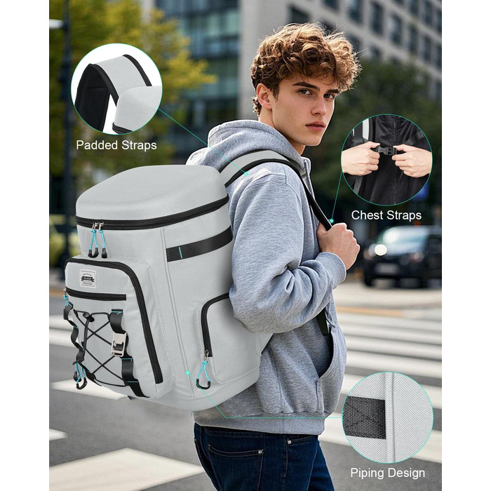 Large Cooler Bag Waterproof Insulated Leakproof Rolltop Cooler Bag Backpack Soft Cooler for Food & Drinks for Beach/Picnic/Camping