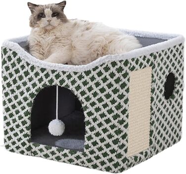 Кігтеточка-будиночок для котів ERNAN Katzenhöhle, зелена, S