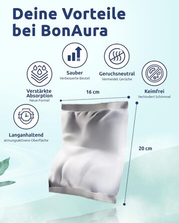 BonAura® AirOne Dehumidifier Refill Packs - 12 Pack - 680g Dehumidifier Granules - Refill Packs for Living Spaces - Protection Against Mold & Odors
