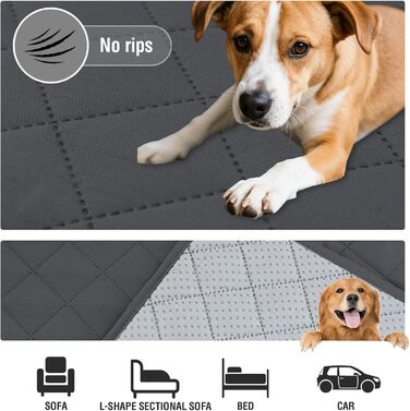 Водонепроникний килимок для собак середнього розміру - килимок для собак, який можна прати, захист дивану від собак, котячий килимок, пухнастий та м'який, захисний килимок для дивану, Французький дуб (сірий, 102 x 127 см)