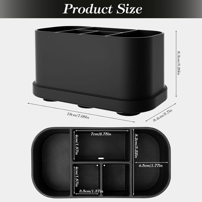 Тримач для зубних щіток з силікону, органайзер для ванної кімнати з присосками, 5 слотів, водонепроникний, для сім'ї (чорний)