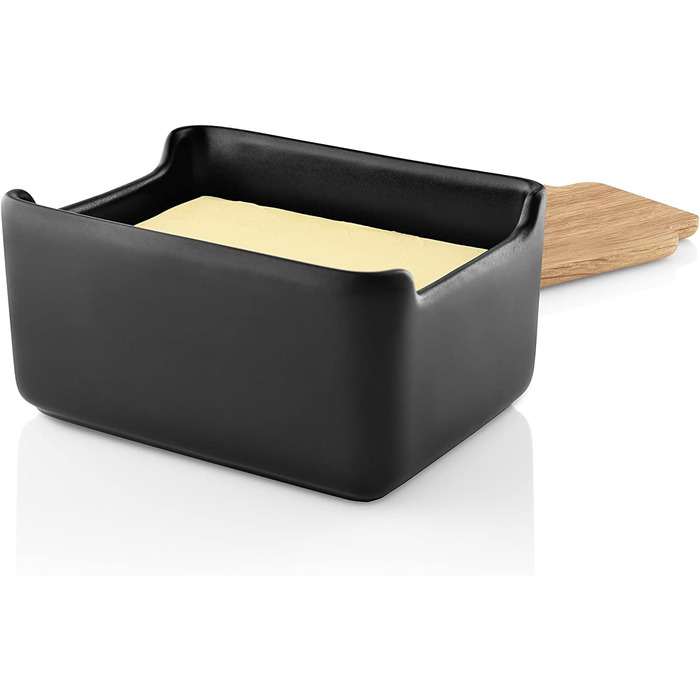 EVA SOLO | Nordic Kitchen Butterdose | Black with Oak Lid | For standard butter packages | Stylish and modern design | Danish design and functionality