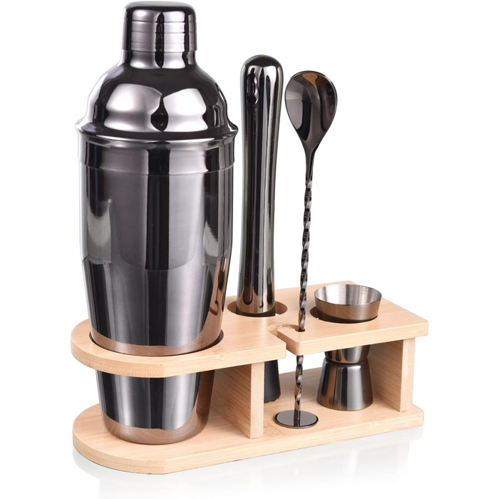 Набір шейкер для коктейлів, 5 предметів, 750 мл, нержавіюча сталь, професійний барменський набір, комплект для приготування Мартіні, барний інструмент для дому, з рецептами коктейлів (сірий)