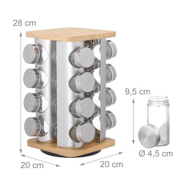 Relaxdays Rotating Spice Carousel with 16 Jars