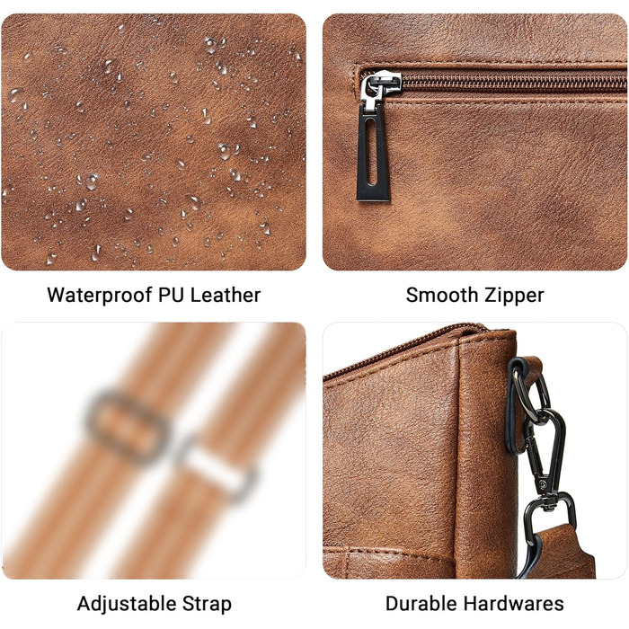 Сумка жіноча крос-боді Shrrie з екошкіри, коричнева двоколірна, з ременем для подорожей