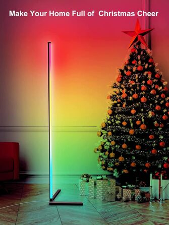LED-підлогова лампа DeeprBling для вітальні, 165 см, кутова RGB, з регулюванням яскравості, пультом та додатком, 16 мільйонів кольорів, музичні режими, DIY-режим та таймер для спальні, ігрової кімнати, офісу, читального залу. Трикутна основа.