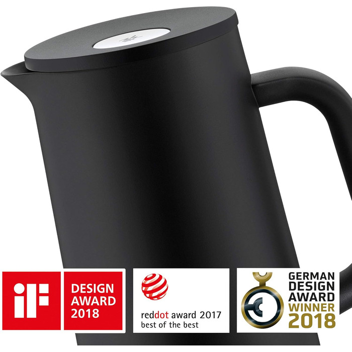 WMF Impulse Thermos Flask 1l, Insulated Carafe for Coffee or Tea, Pressure Lock, Keeps Drinks Cold & Warm for 24h, Black