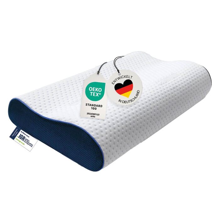 Ортопедична подушка для шиї з ефектом пам'яті (Memory Foam), регульована висота, для підтримки шийного відділу хребта та зняття болю, 60x30 см, середній рівень жорсткості