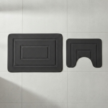 Килимок для ванної кімнати SmartHome, чорний, прямокутний, 50x80 см, з вирізом під унітаз