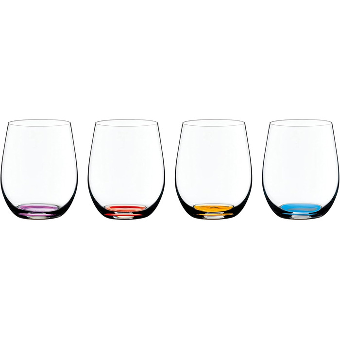 Стакани RIEDEL Happy O Vol. 2, прозоре кришталеве скло, кольорове дно, машинне виготовлення