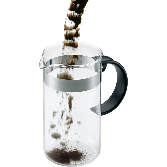 Френч-прес Bodum Bistro Nouveau 1 л, скло, чорний, для кави, підходить для миття в посудомийній машині