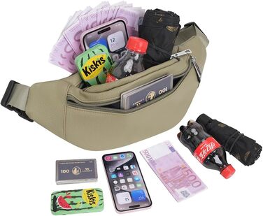 Поясна сумка на пояс для чоловіків та жінок з PU шкіри, спортивна сумка через плече, сумка на стегно для подорожей, піших прогулянок, дресирування собак, активного відпочинку (сірий)