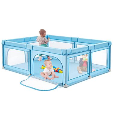 Манеж DREAMADE 200x140 см для дітей, з 50 кульками та сумкою, ігровий паркан для малюків, для дому та вулиці, синій, без матраца