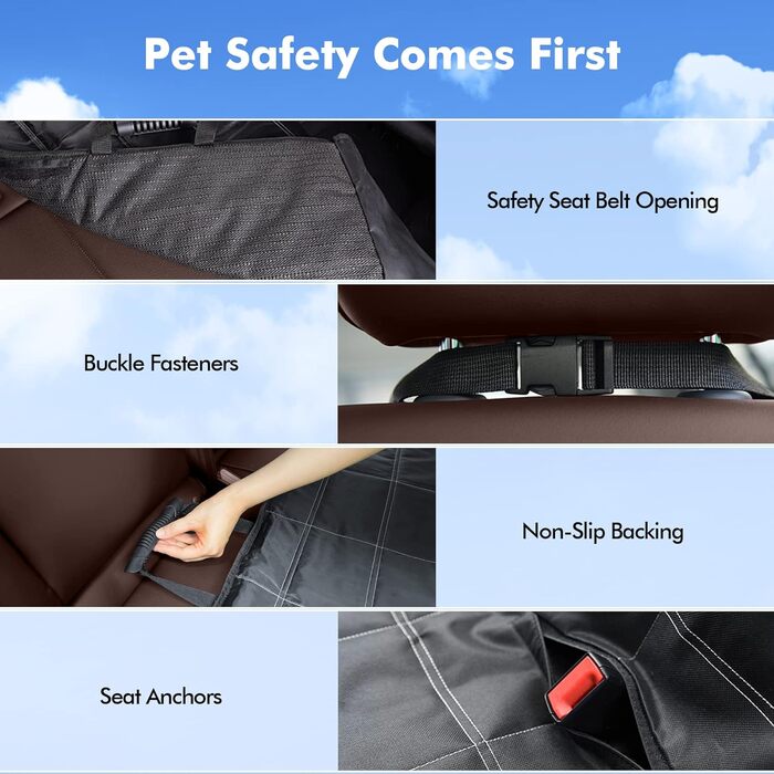 4-in-1 Waterproof Dog Seat Cover for Car Back Seat - Protects from Scratches & Prevents Sliding - Fits Cars, Trucks & SUVs