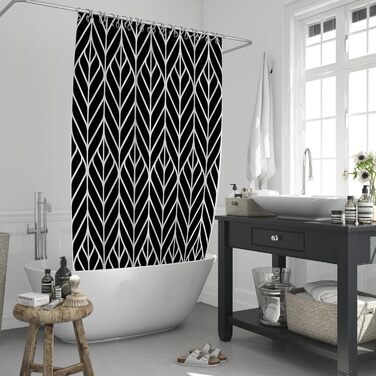 Шторка для душу 180x180 см | Шторка для ванни з антигрибковим покриттям | Сіра шторка для ванни з геометричним дизайном | Шторка для душової кабіни