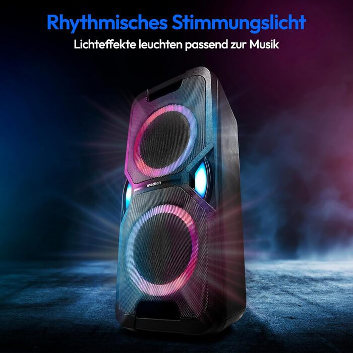 MEDION PE-1 Pure Partybox: портативна Bluetooth-колонка з мікрофоном, світлові ефекти, караоке, AUX, USB, радіо (2 x 220 Вт)