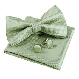 Набір краватка-метелик, запонки та хустинка Alizeal для чоловіків (054-Salbeigrün)