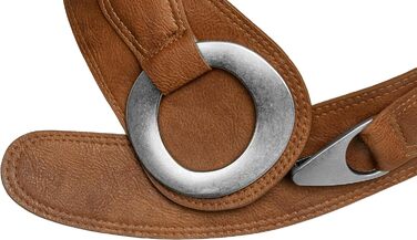 Жіночий шкіряний ремінь Caspar GU243 широкий, металева пряжка, колір коньяк (115 см)