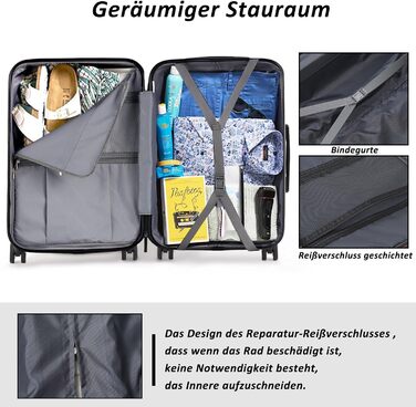 Валіза ручної поклажі TANTOMI 20 дюймів, жорсткий корпус ABS+PC, телескопічна ручка, колір світло-темнозелений (Set M/L/XL)