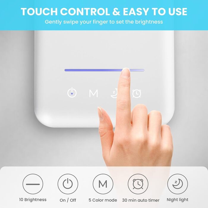 LED лампа настільна диммерна - 560LM, офісна лампа з 5 режимами кольору та 10 рівнями яскравості, з нічним світлом, USB-порт, функція пам'яті та таймер, 10W - білий сріблястий колір